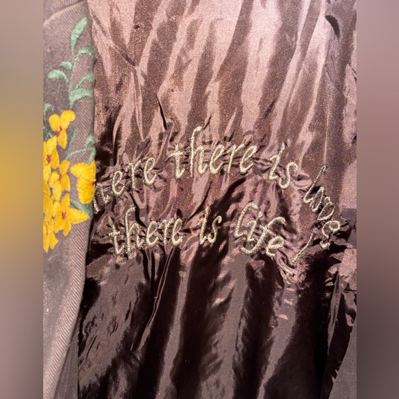 PAPARAZZI BIZ Floral Embroidered Brown Boho Button Lined Coat Jacket Size M - Picture 8 of 12